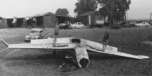 The NA-73X after its crash on November 20, 1940.